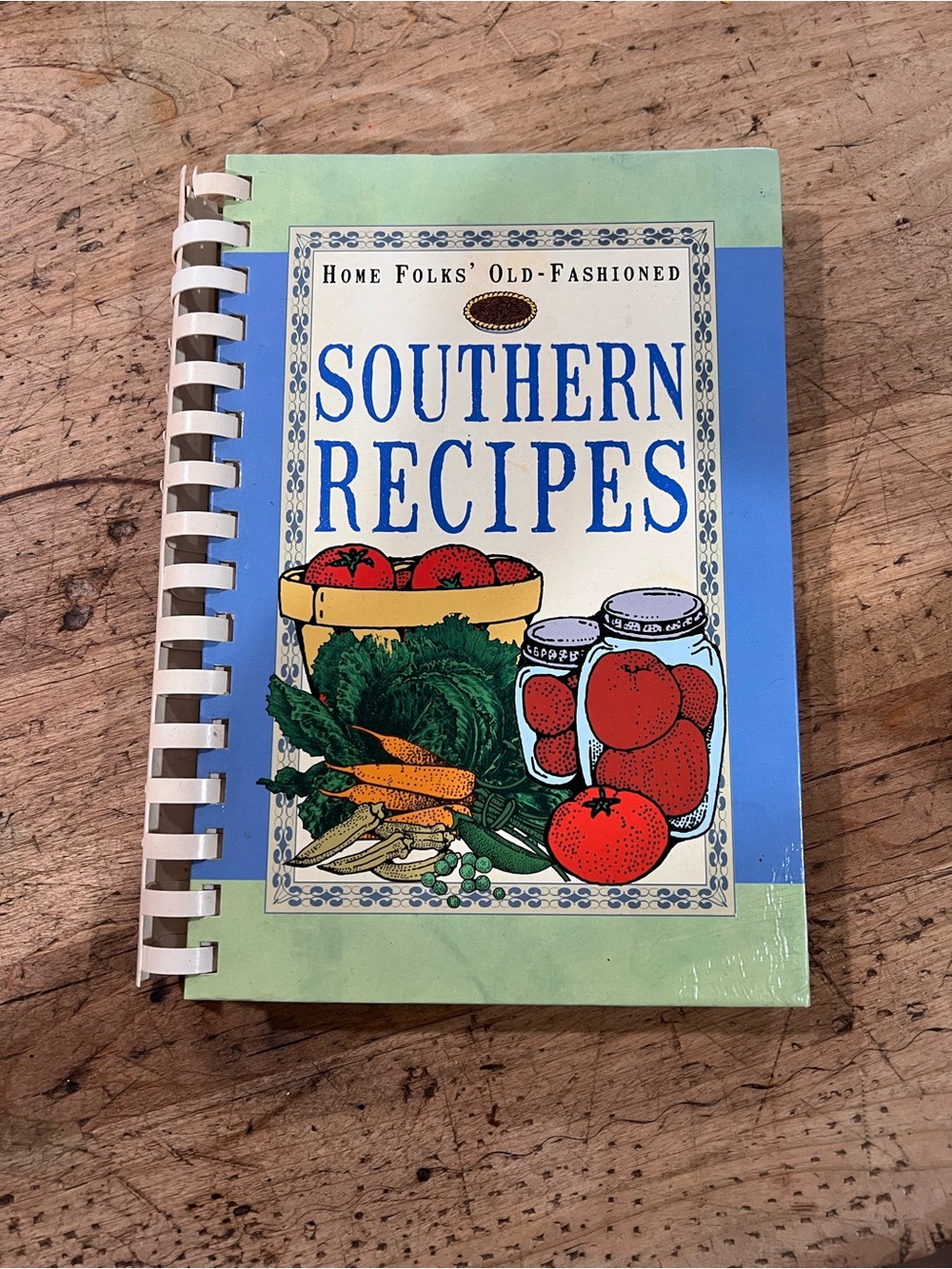 Southern Recipes Cookbook - Blue and Light Green Spiral-Bound